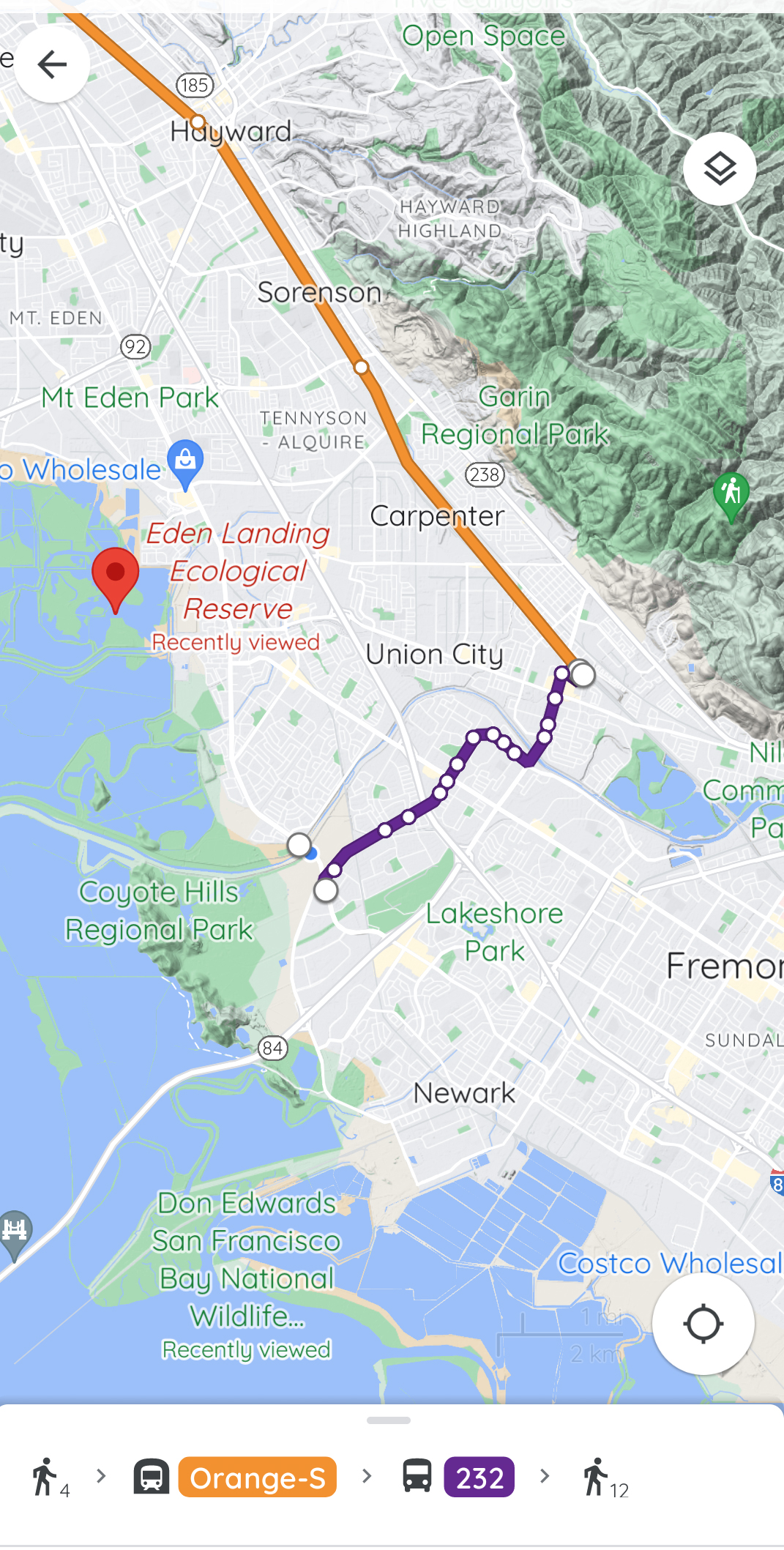 A screenshot of incorrect transit directions to a hiking area, thus compromising outdoor access and climate justice.